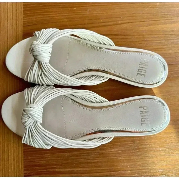 PAIGE women's "Dany" tubular straps flat sandals in bone leather sz 7.5 - Picture 3 of 7